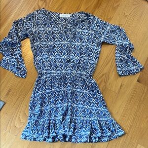 Walker and Wade Za Dress size S blue and white paisley pattern